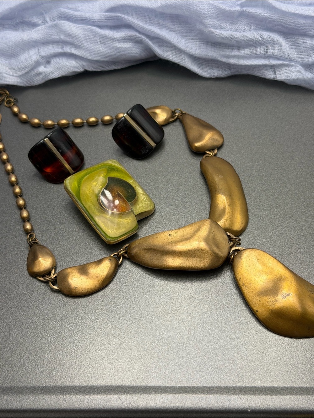 Vintage Karen Palmer necklace Brooch and Matching Clip Earrings